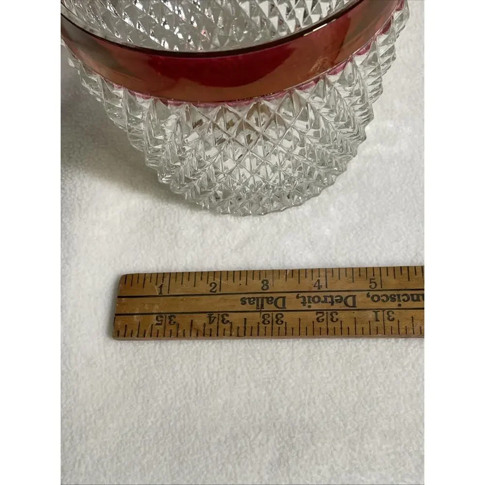 Indiana Glass Ruby Flash Diamond Point Ice Bucket Vintage